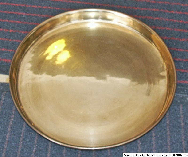 Messing Tablett Schale rund Durchmesser 33 cm alt antik edel glänzend