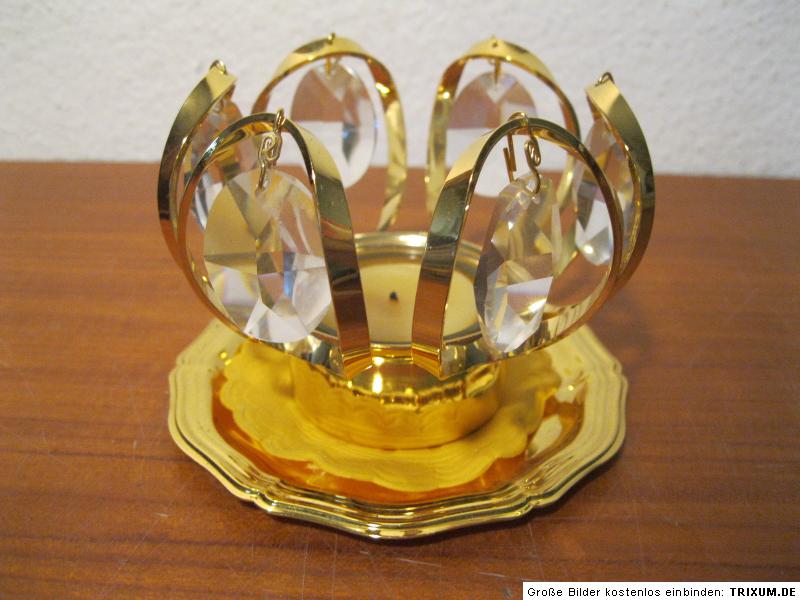 Halter f. Teelicht Teelichthalter Weinfurtner GoldCrystal Kristall 24