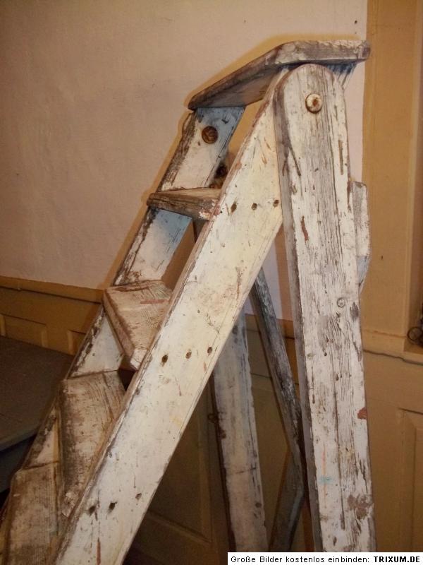 Alte HolzleiterLeiter 9 Stufen 150cm shabby chic eBay