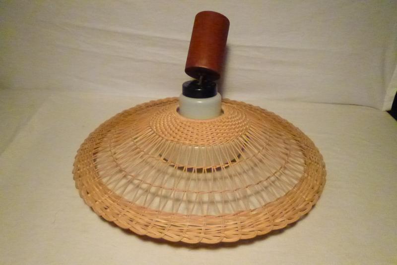 alte Lampe Deckenlampe Hängelampe Teak Korb Korbgeflecht Zug 60er70er J