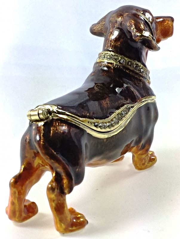 Dackel Hund Geschenk Deko Box Figur Sammlerstück Schmuck Schatulle Pillendose