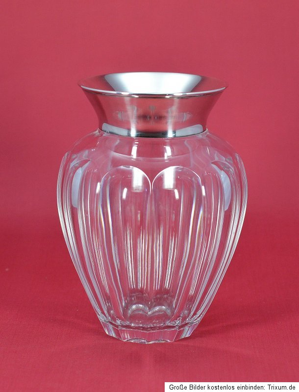 Hochwertige Kristall Vase mit 925er Silber Montierung