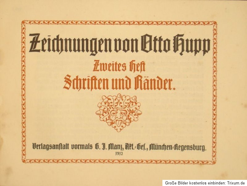 1912 Typographie Kalligraphie Zeichnungen Typography in 2 Bänden Hupp