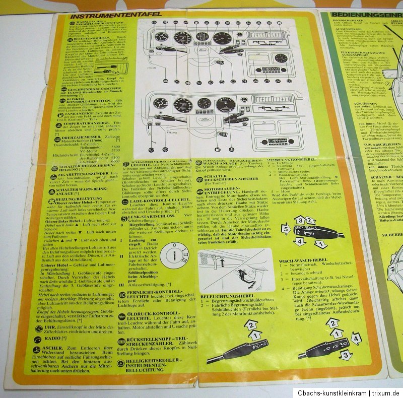 Ford Taunus Faltblatt Bedienungsanleitung 60er Jahre Oldtimer RAR