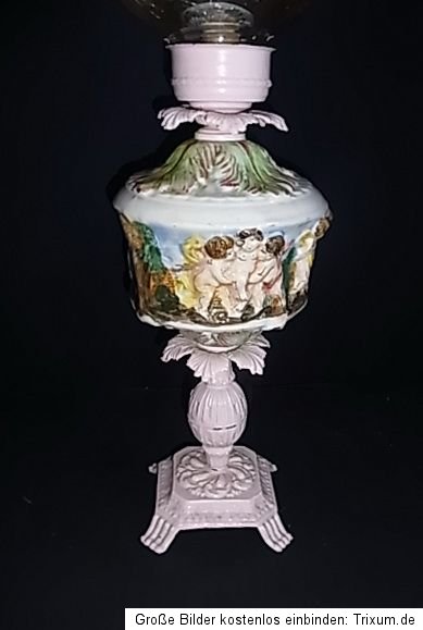 Romantische Tischlampe Capodimonte Shabby Chic Porzellan rosefarben