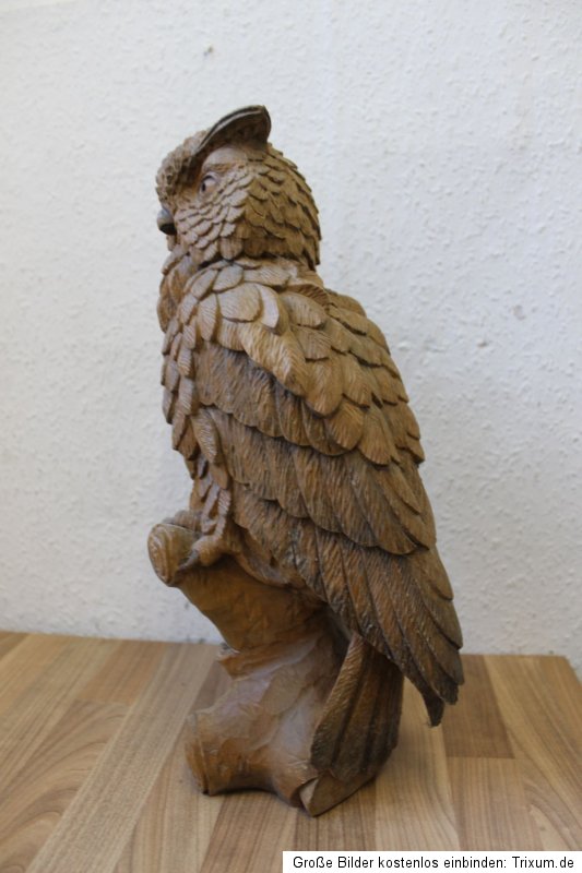 Art D 422) Schöne Holzfigur Eule