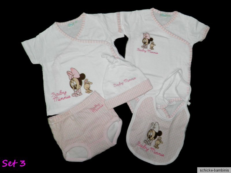Disney Minnie Mickey Cadeau naissance 44 50 56 baptême joueur body bonnet bavoir