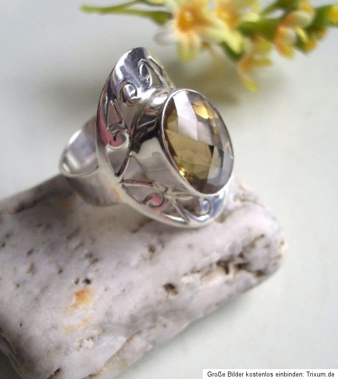 Ring mit lemon Citrin, 925er Silber, Gr. 17,8