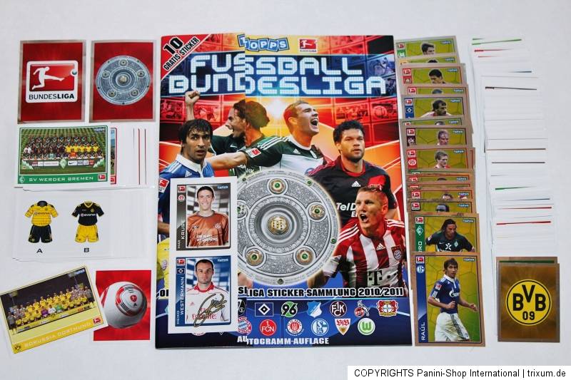 TOPPS BUNDESLIGA FUSSBALL 10/11 2010/2011 – KOMPLETTSATZ + LEERALBUM