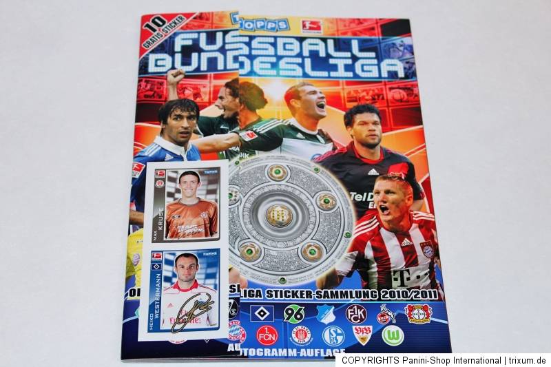 TOPPS BUNDESLIGA FUSSBALL 10/11 2010/2011 – KOMPLETTSATZ + LEERALBUM