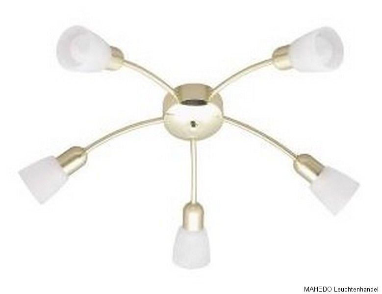 Deckenleuchte Deckenlampe Brilliant SOFIA 5 flammig, messing, Glas