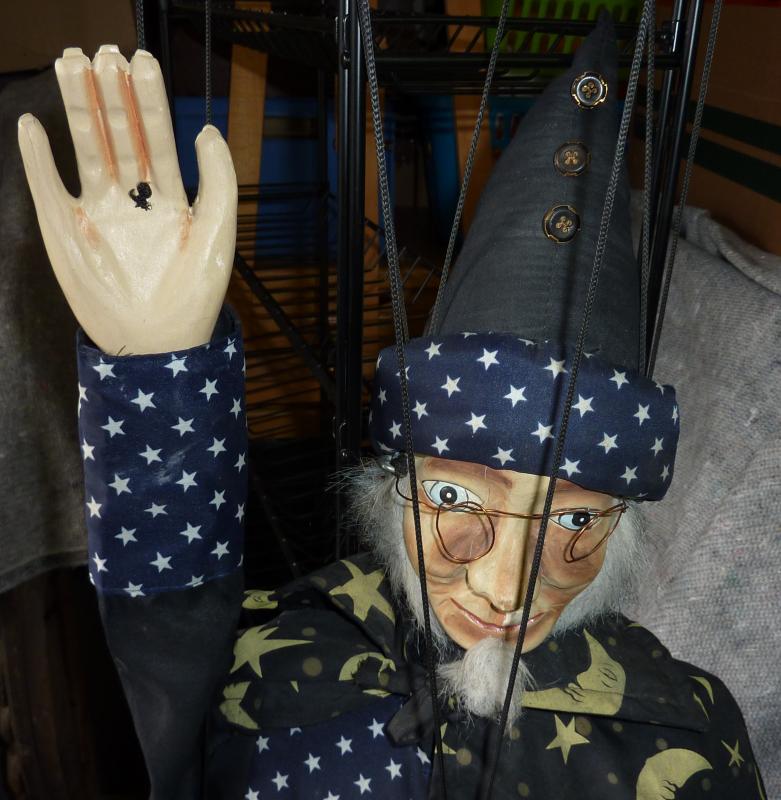 Zauberer aus Holz & Stoff 100 cm Hexenmeister Hexer männliche Hexe eBay