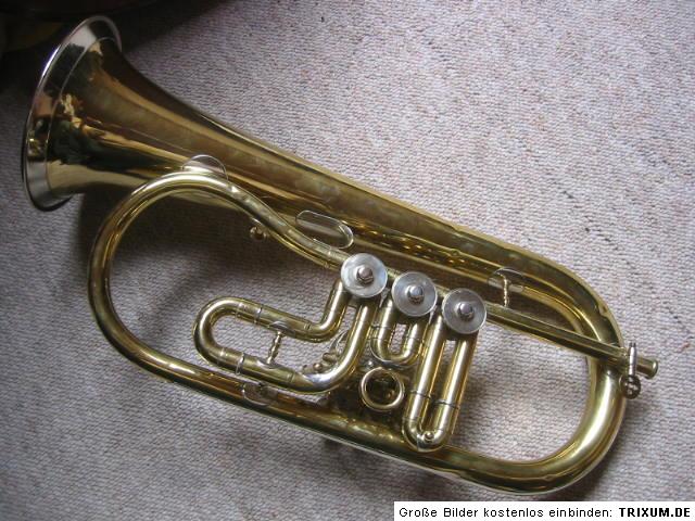   old rotary Bb (?) Flugelhorn Josef Lidl Brno garland  