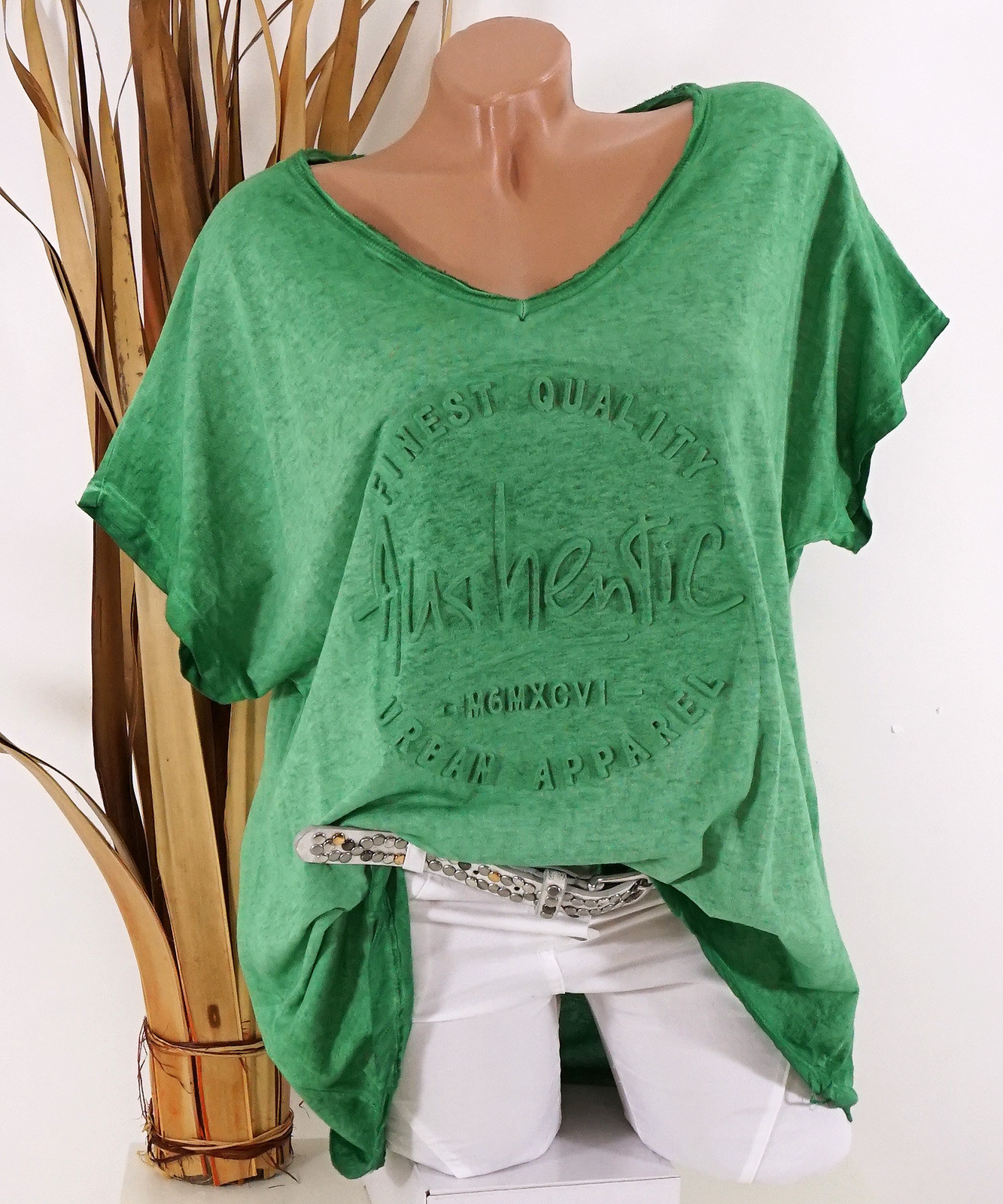 Damen Oversize Italy Shirt 3D Made in Italy grün