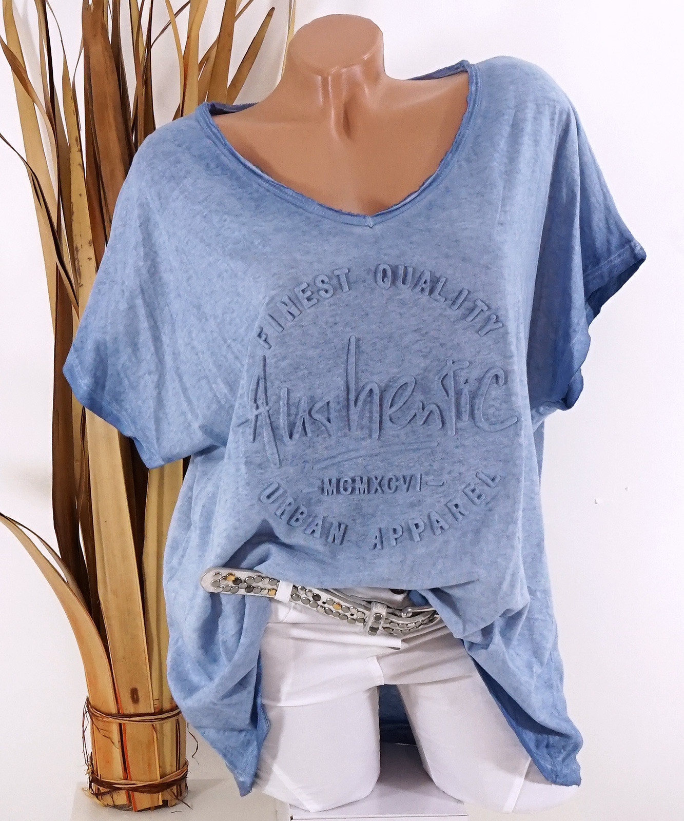 Damen Oversize Italy Shirt 3D Made in Italy blau