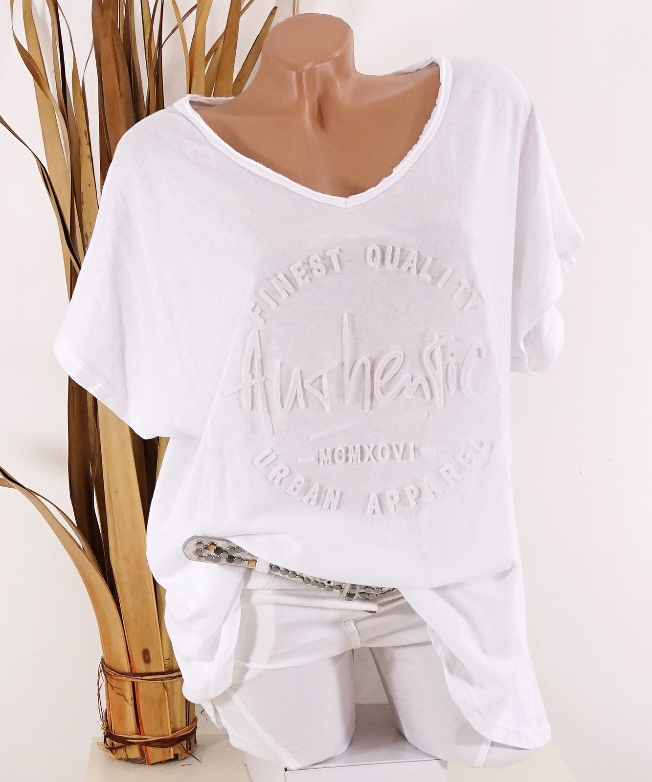 Damen Oversize Italy Shirt 3D Made in Italy weiß