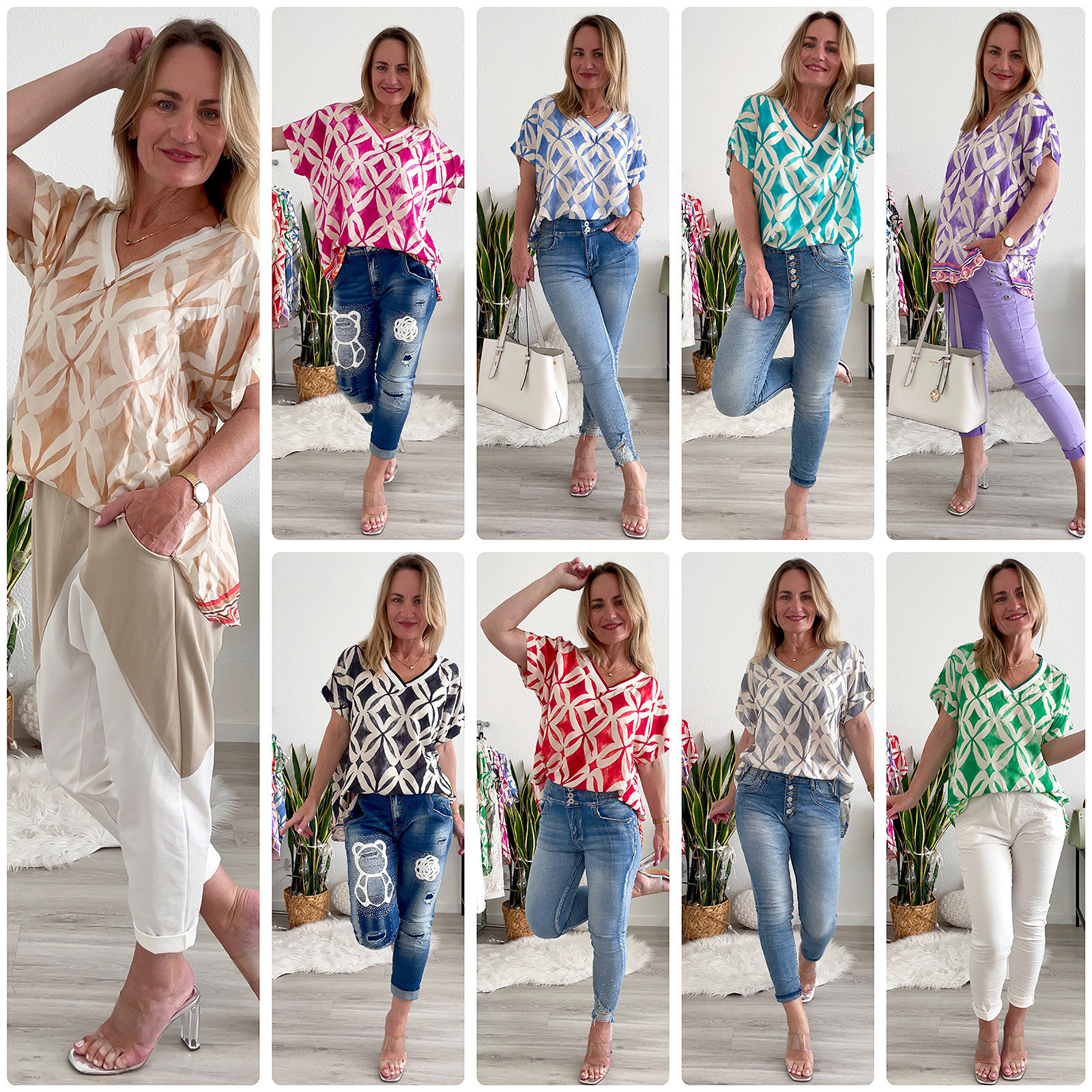 Made in Italy Damen Shirt Tunika ausgefallen new collection
