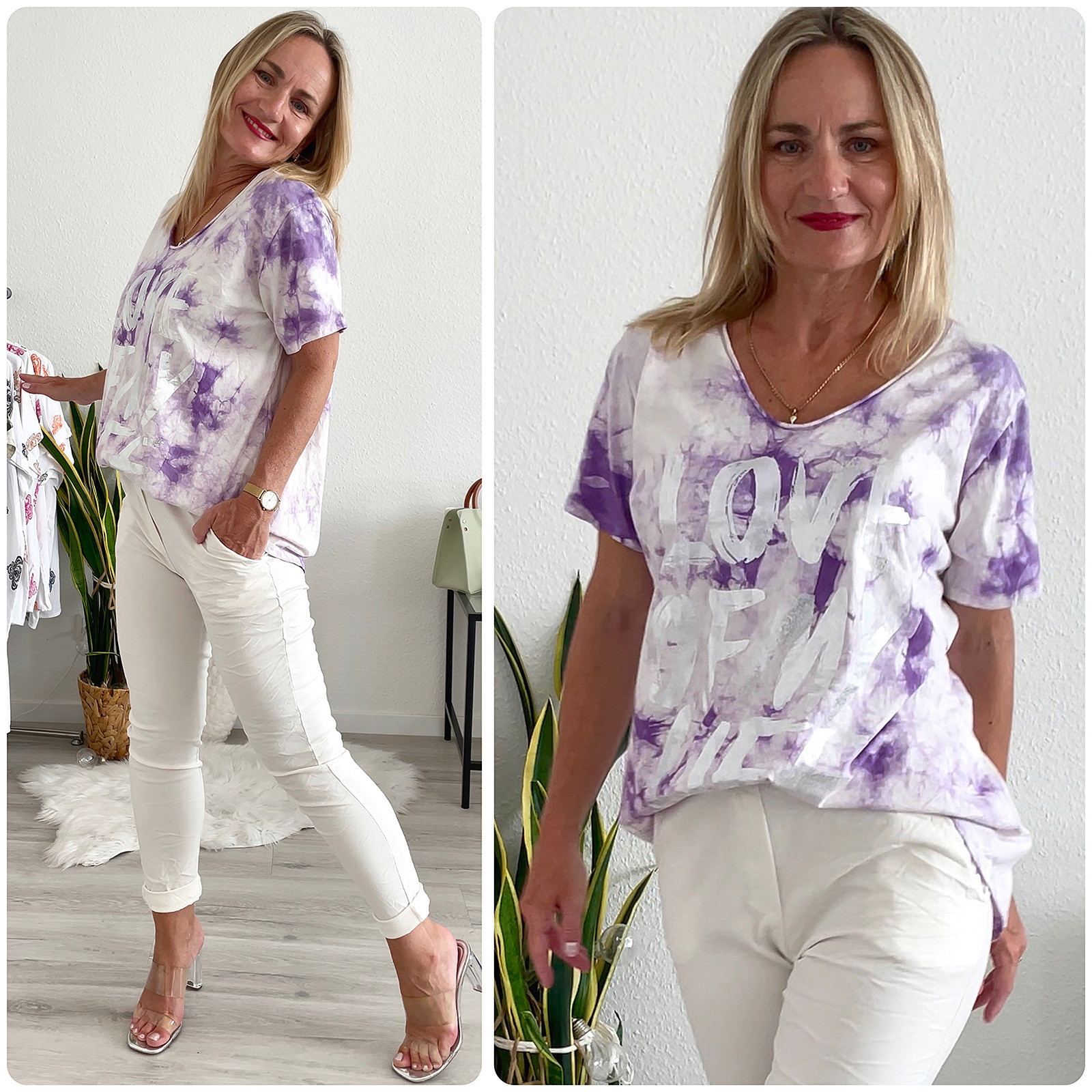 Damen Oversize Italy Shirt Herz ausgefallen italienische new collection