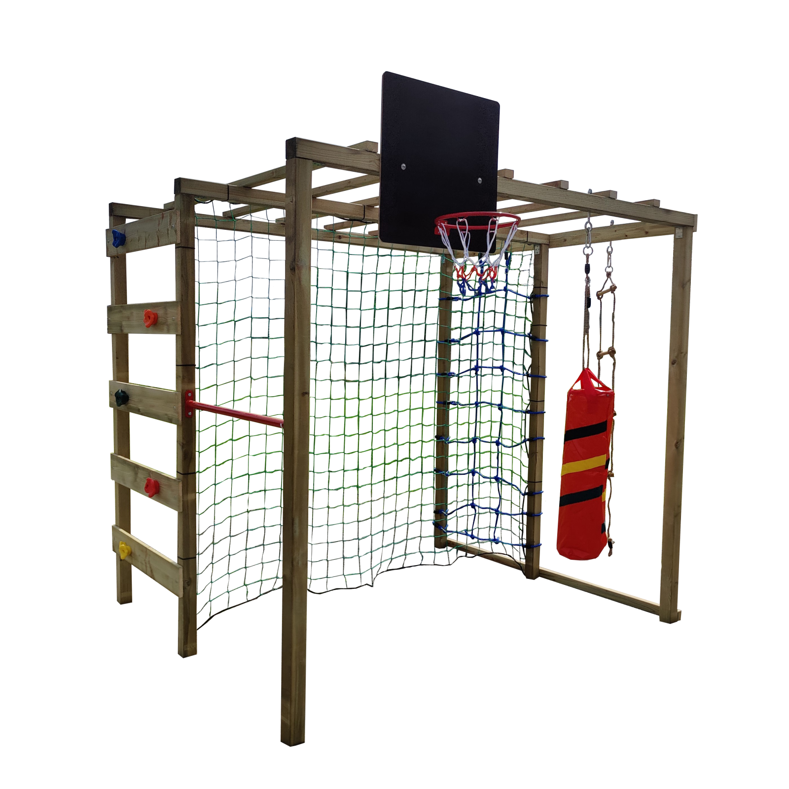 XXL 3in1 Klettergerüst mit Fußballtor und Basketballkorb