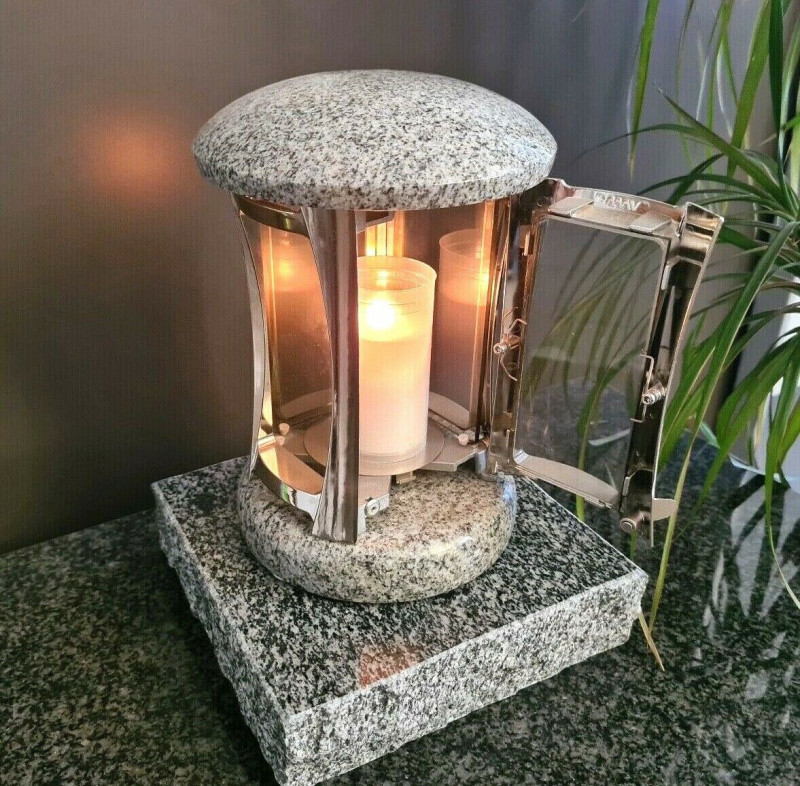 Grablaternen Für Kerzen Mit Sockel GRABLATERNE GRABLAMPE GRANIT Grableuchte Grablicht Edelstahl Sockel Rot Grabschmuck Laterne Edelstahl