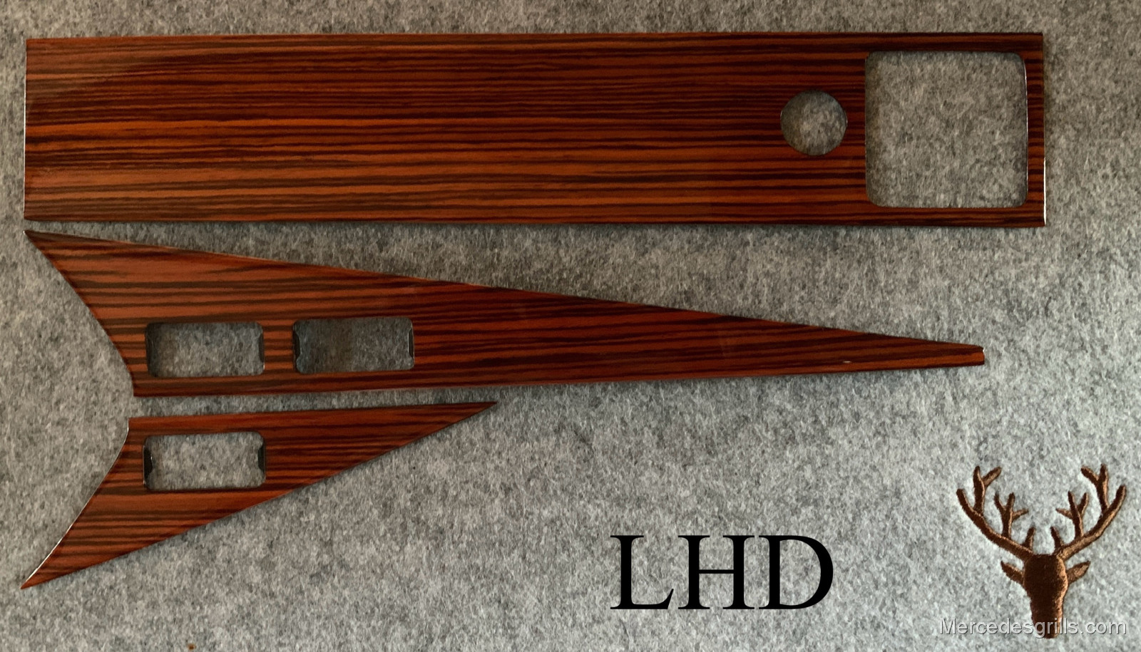 Mercedes 190E W201 Zebra Zebrano Wood Interior Dashboard 3pc Trim