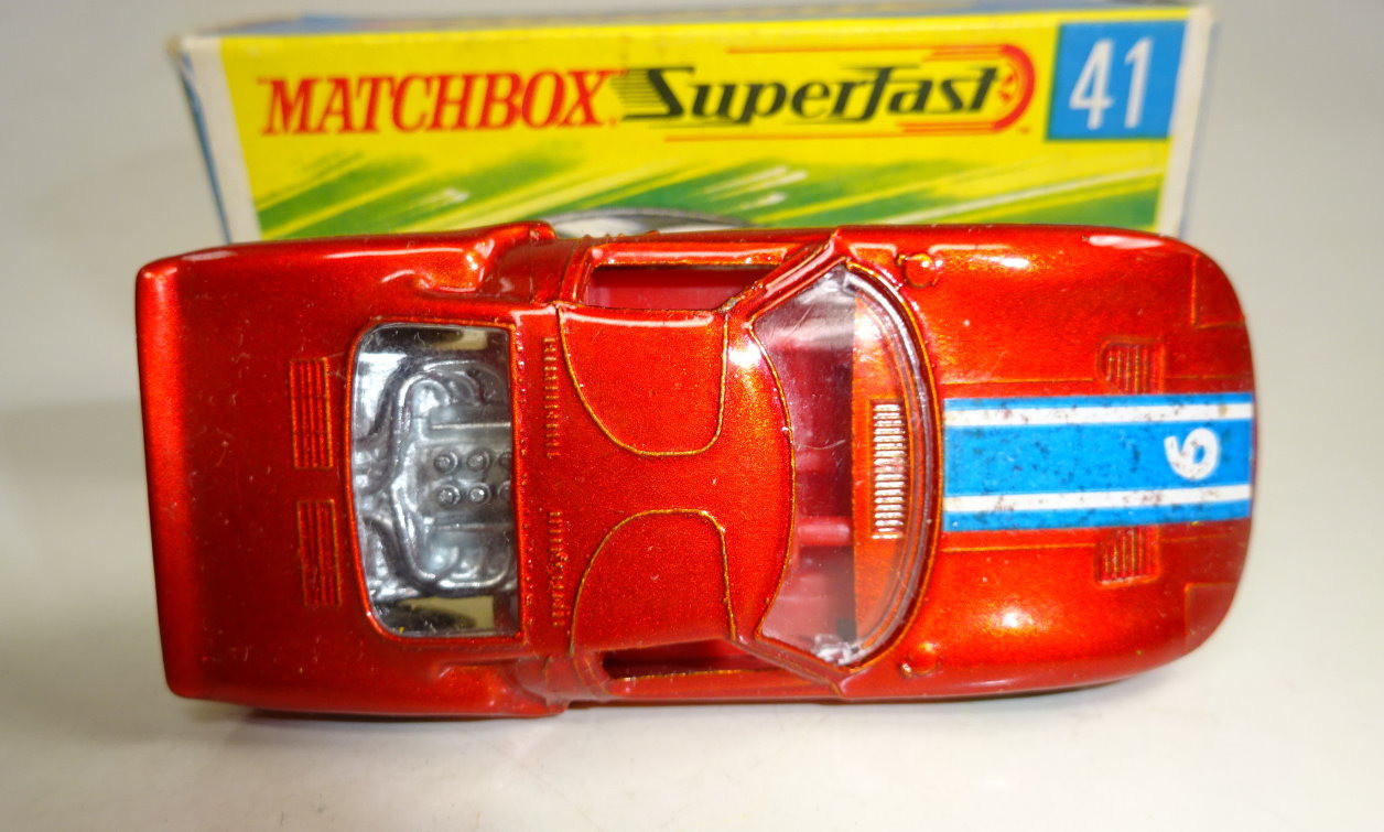 Matchbox Superfast No. 41A Ford GT metallic red rare dark yellow