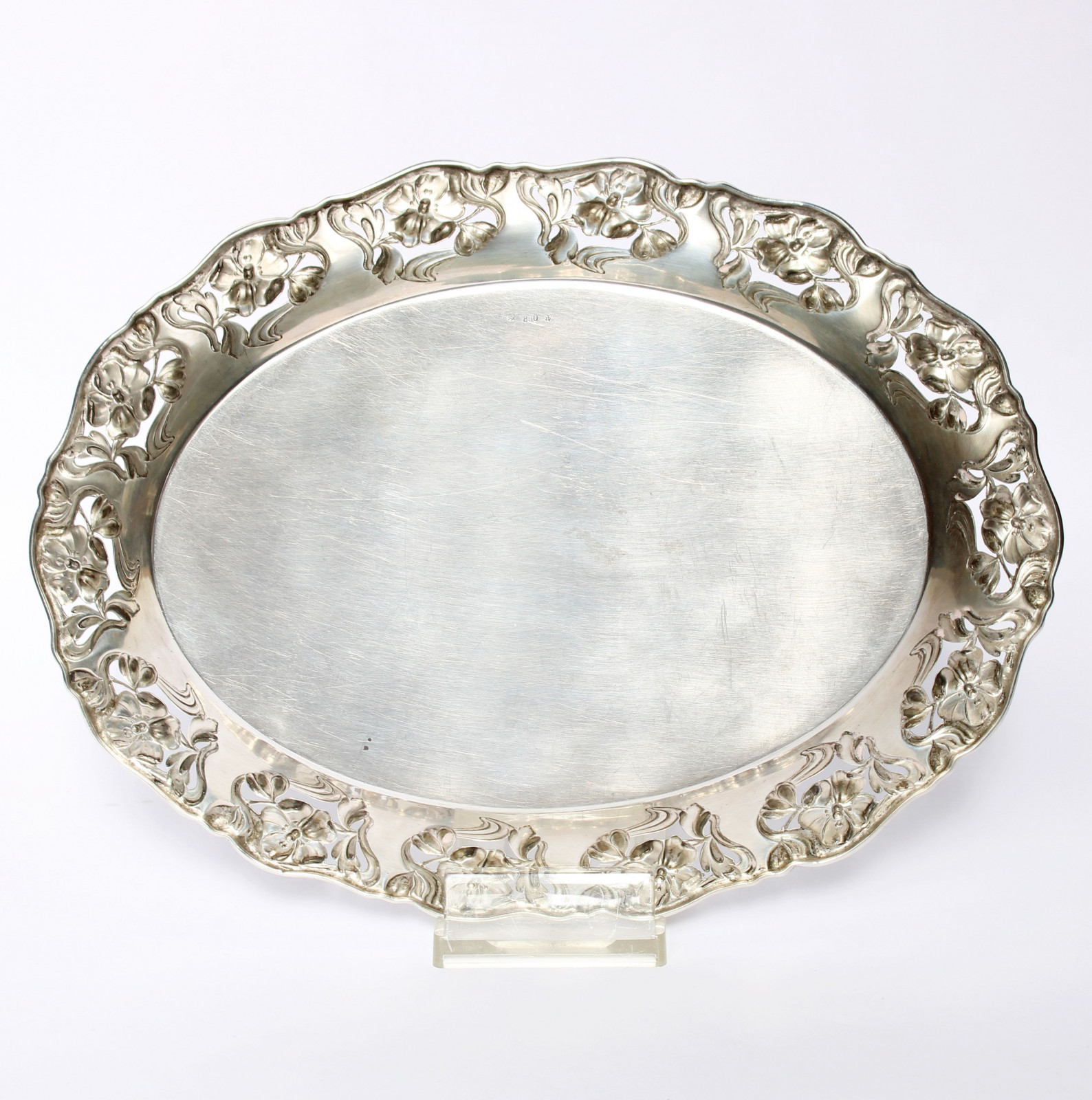 Jugendstil Silbertablett Tablett 800 Silber 381 g A.Schöllkopf Pforzheim 30x22cm